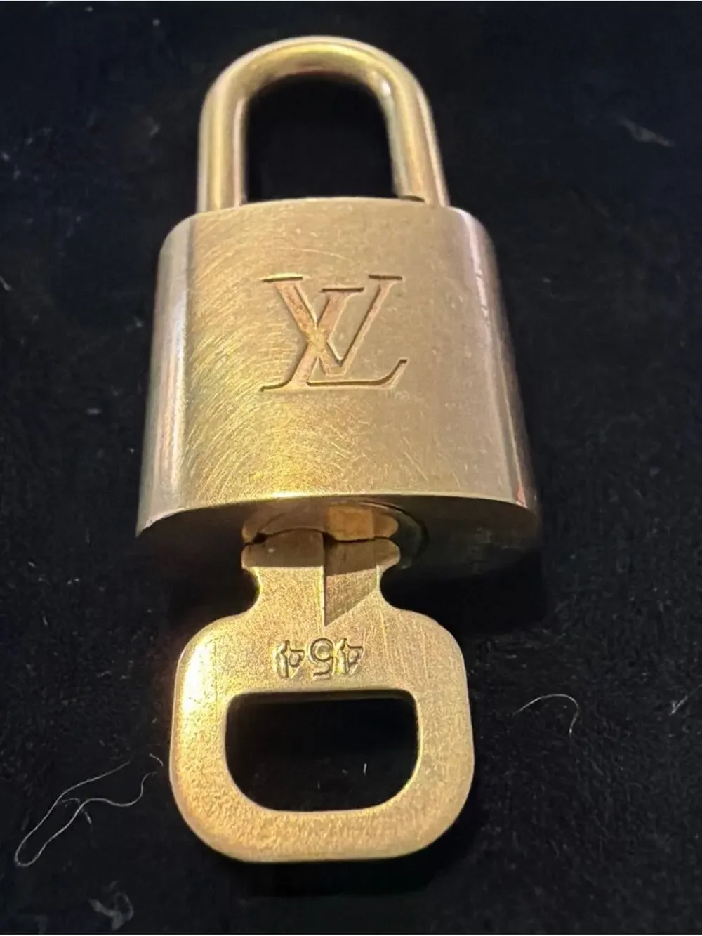 Louis Vuitton Solid Brass Gold Tone Padlock with #454 Key